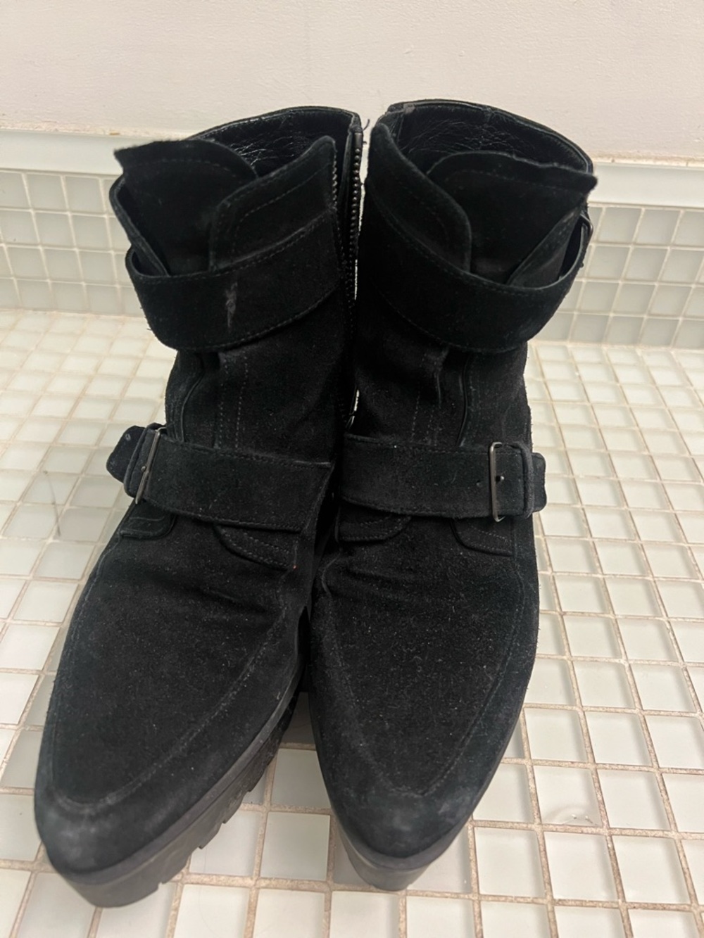 Miu Miu Black Leather Ankle Boots with Zipper Detail